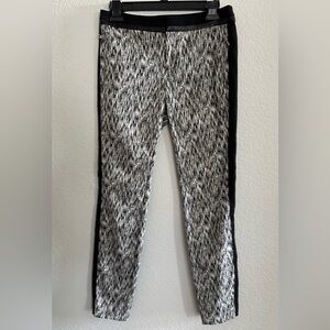 Rebecca Taylor Blocked Cigarette Leather Trim Pants